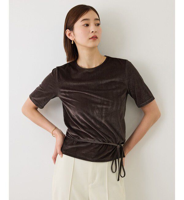 ROPE「【J'aDoRe・一部店舗限定サイズ】紐チョーカー付きシアーベロアTシャツ/イージーケア」|Tシャツ・カットソー|