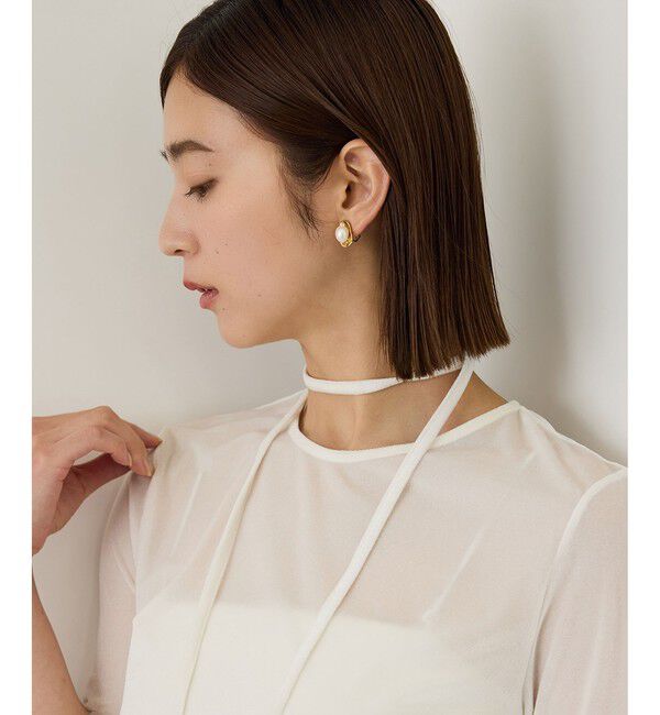 ROPE「【J'aDoRe・一部店舗限定サイズ】紐チョーカー付きシアーベロアTシャツ/イージーケア」|Tシャツ・カットソー|