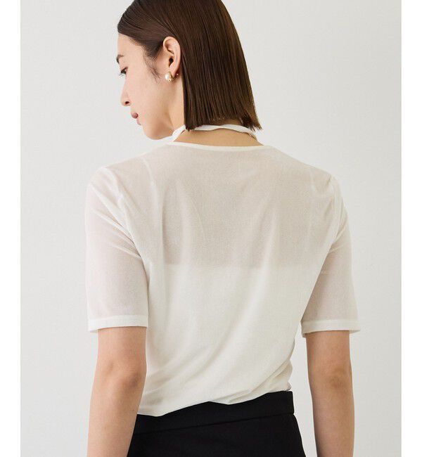 ROPE「【J'aDoRe・一部店舗限定サイズ】紐チョーカー付きシアーベロアTシャツ/イージーケア」|Tシャツ・カットソー|
