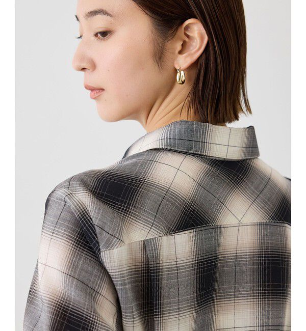 ROPE「【J'aDoRe・一部店舗限定サイズ】ボウタイ付きシアーチェックシャツブラウス(取り外し可能 )/イージーケア」|シャツ・ブラウス|