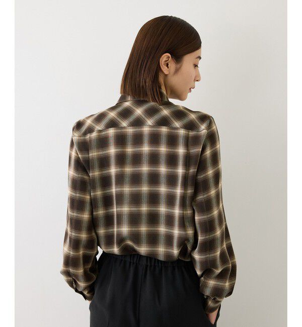 ROPE「【J'aDoRe・一部店舗限定サイズ】ボウタイ付きシアーチェックシャツブラウス(取り外し可能 )/イージーケア」|シャツ・ブラウス|