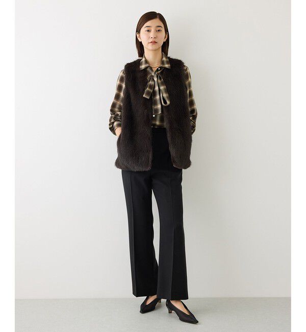 ROPE「【J'aDoRe・一部店舗限定サイズ】ボウタイ付きシアーチェックシャツブラウス(取り外し可能 )/イージーケア」|シャツ・ブラウス|