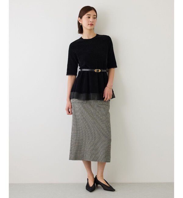 ROPE「【J'aDoRe・一部店舗限定サイズ】コットンモールパール釦ペプラムプルオーバー/イージーケア」|ニット・セーター|