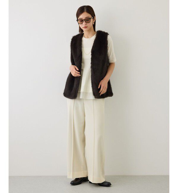 ROPE「【J'aDoRe・一部店舗限定サイズ】コットンモールパール釦ペプラムプルオーバー/イージーケア」|ニット・セーター|
