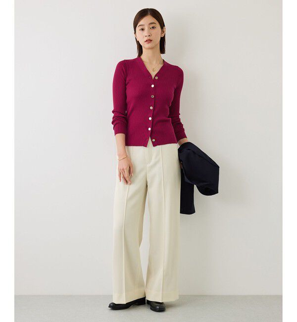 ROPE「【J'aDoRe・一部店舗限定サイズ】ワイドリブ金ボタンVネックカーディガン」|ニット・セーター|