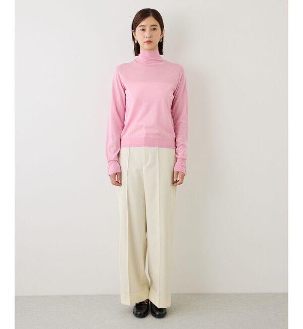 ROPE「【J'aDoRe・一部店舗限定サイズ】メリノウール袖パールハイネックニット/アンサンブル対応・イージーケア」|ニット・セーター|