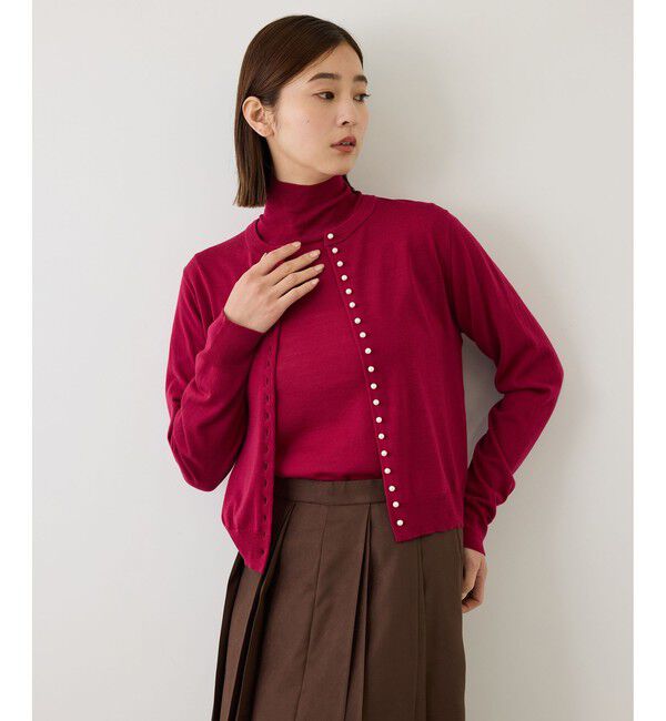 ROPE「【J'aDoRe・一部店舗限定サイズ】メリノウール袖パールハイネックニット/アンサンブル対応・イージーケア」|ニット・セーター|