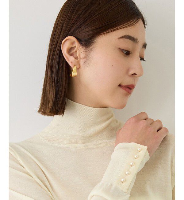 ROPE「【J'aDoRe・一部店舗限定サイズ】メリノウール袖パールハイネックニット/アンサンブル対応・イージーケア」|ニット・セーター|