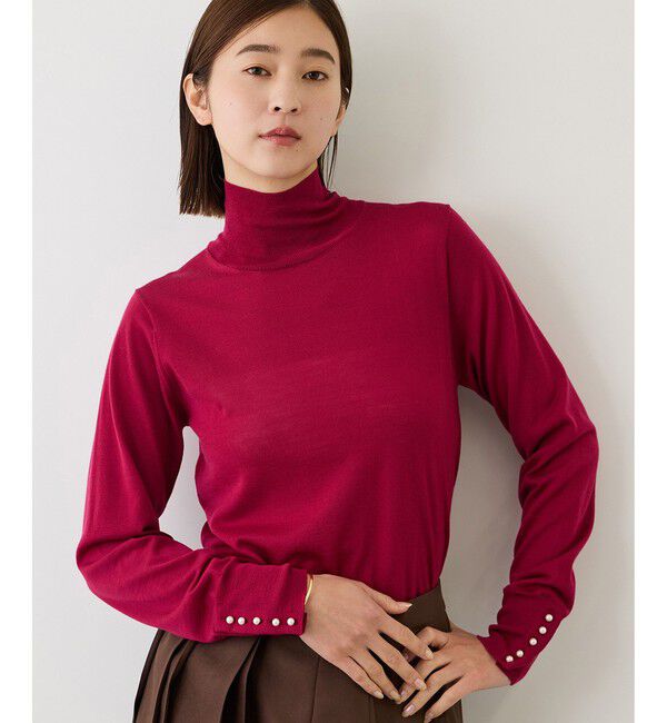 ROPE「【J'aDoRe・一部店舗限定サイズ】メリノウール袖パールハイネックニット/アンサンブル対応・イージーケア」|ニット・セーター|