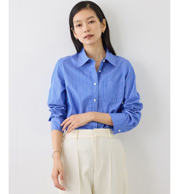 ROPE「【J'aDoRe・一部店舗限定サイズ】先染めコットンストライプシャツ/イージーケア」|シャツ・ブラウス|