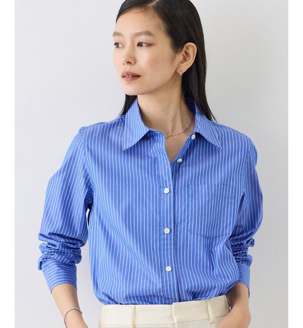 ROPE「【J'aDoRe・一部店舗限定サイズ】先染めコットンストライプシャツ/イージーケア」|シャツ・ブラウス|
