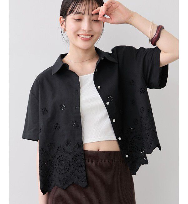 VIS「カットワークハーフスリーブシャツ」|シャツ・ブラウス|