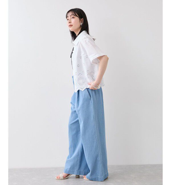 VIS「カットワークハーフスリーブシャツ」|シャツ・ブラウス|