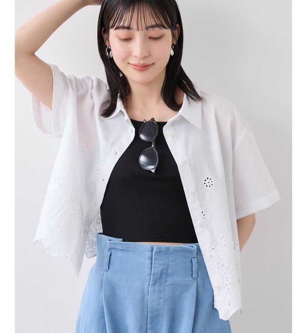 VIS「カットワークハーフスリーブシャツ」|シャツ・ブラウス|
