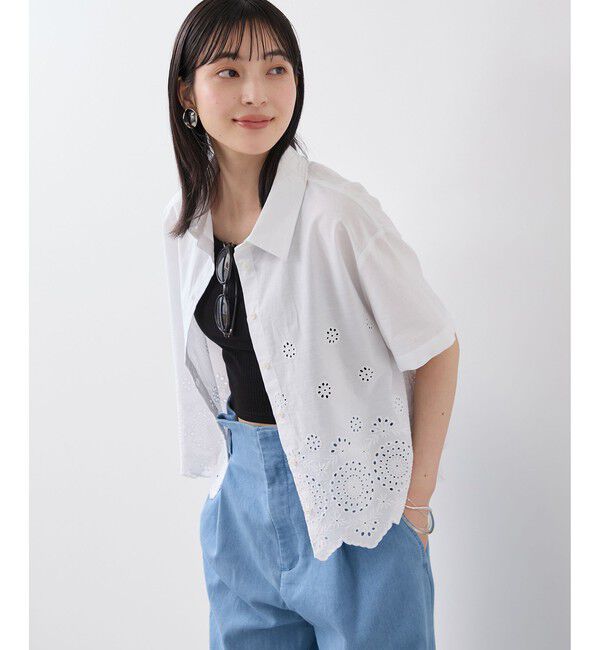 VIS「カットワークハーフスリーブシャツ」|シャツ・ブラウス|