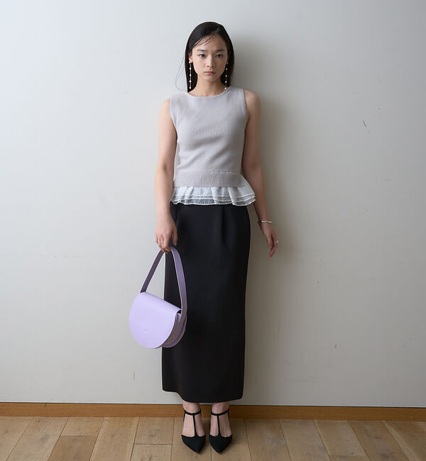 Rouge vif「【一部店舗限定】チュールコンビノースリーブプルオーバー」|ニット・セーター|