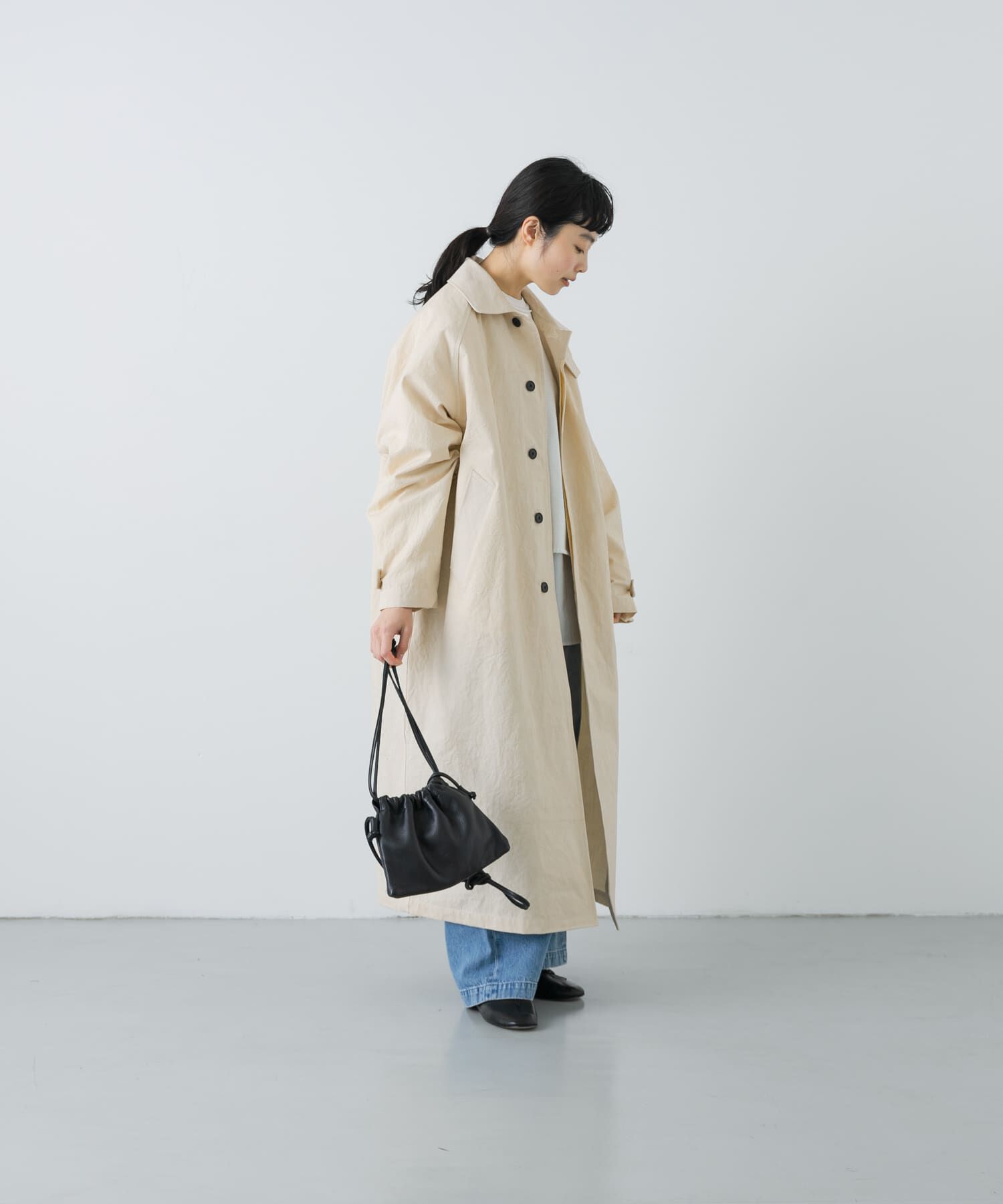 かぐれ「『ユニセックス』コットンステンカラーコート」|ステンカラーコート|