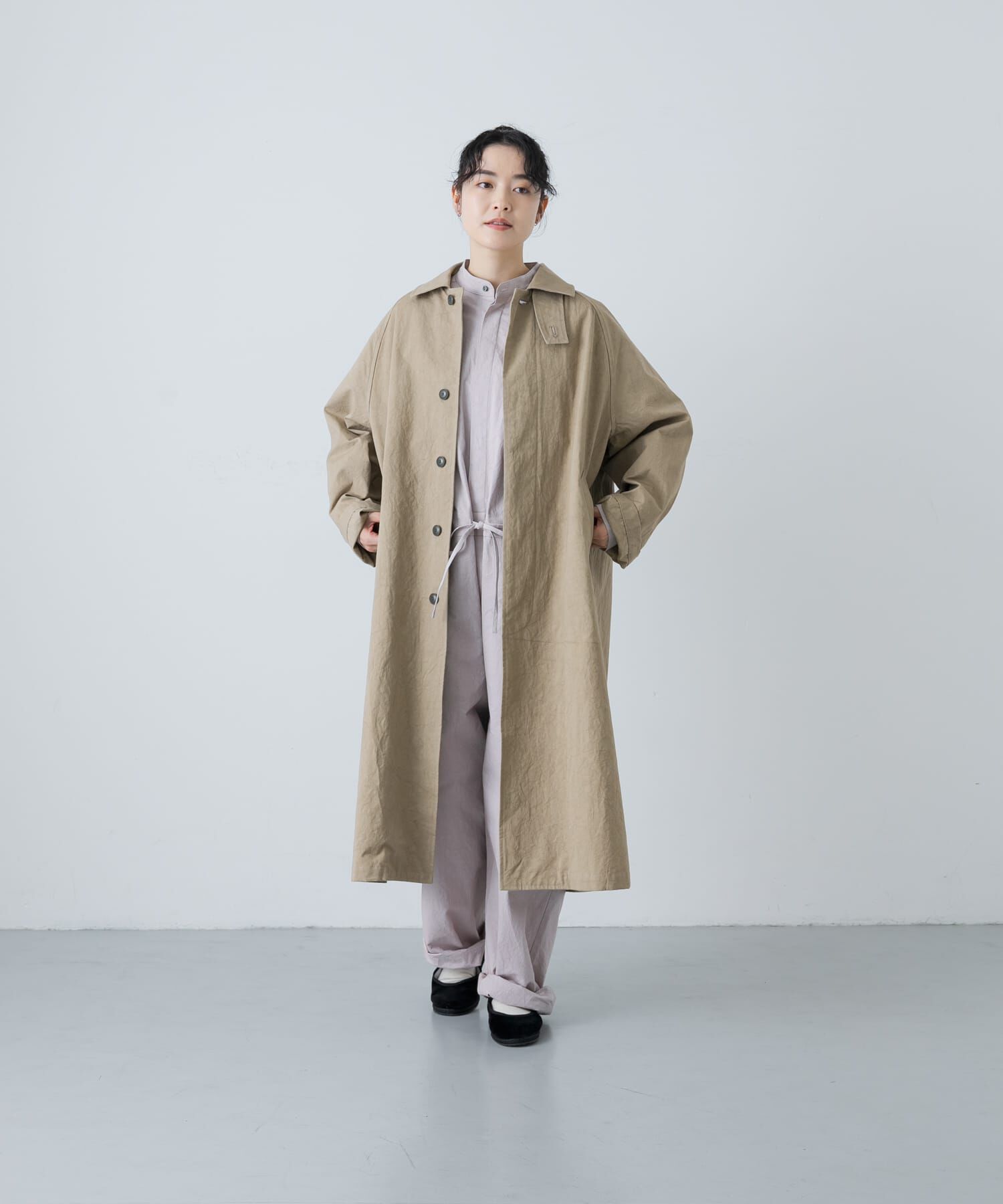 かぐれ「『ユニセックス』コットンステンカラーコート」|ステンカラーコート|