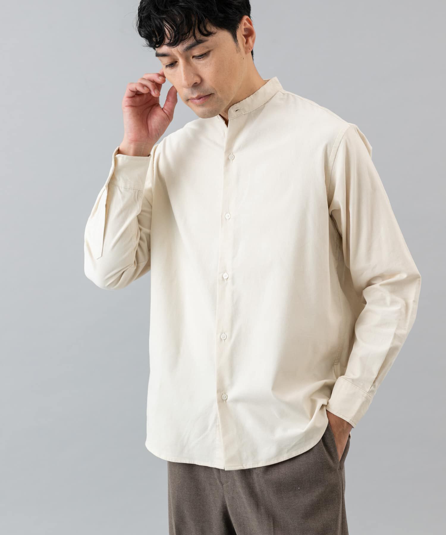 URBAN RESEARCH ROSSO「アーバンリラックスコーデュロイバンドシャツ」|シャツ・ブラウス|