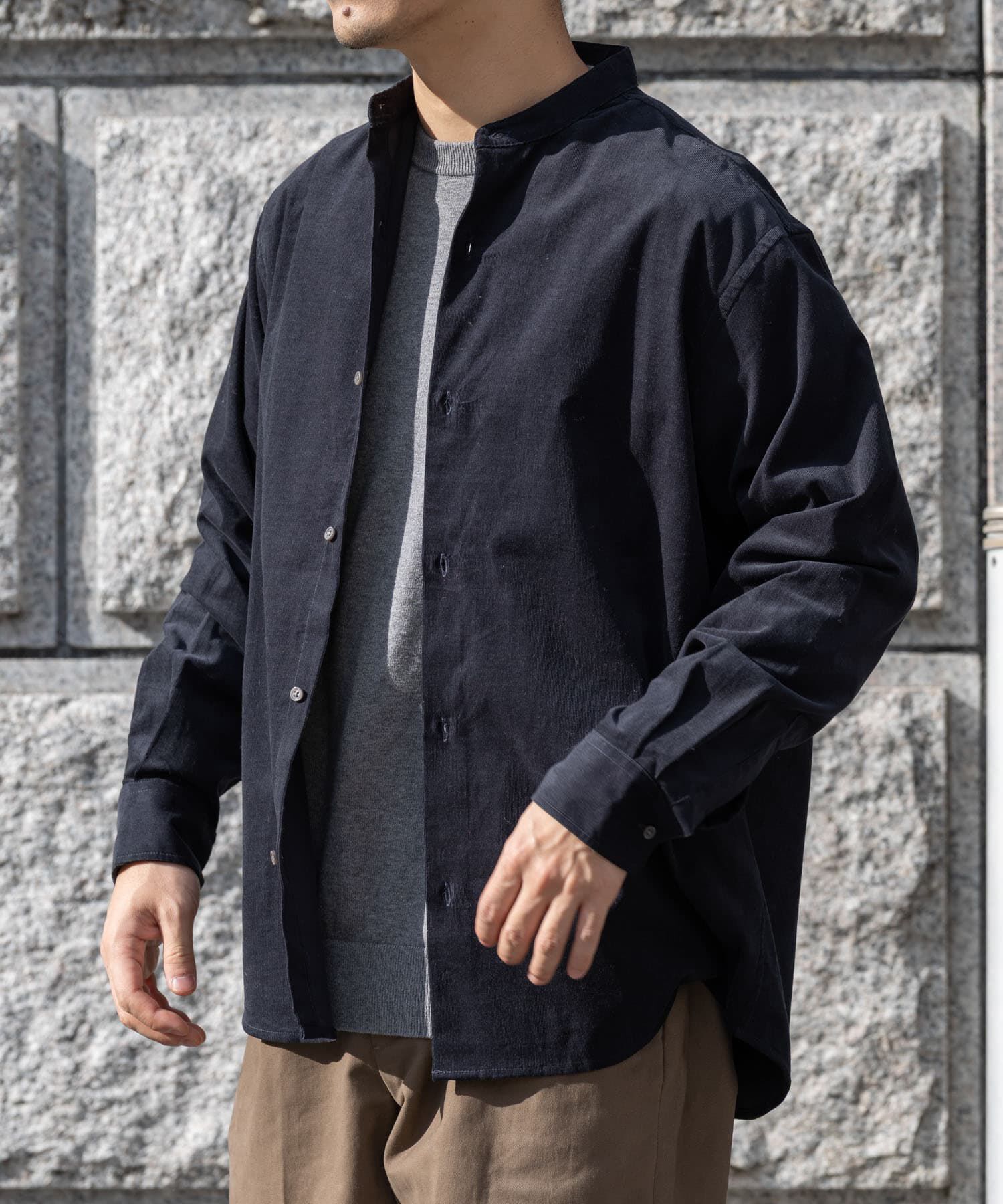 URBAN RESEARCH ROSSO「アーバンリラックスコーデュロイバンドシャツ」|シャツ・ブラウス|
