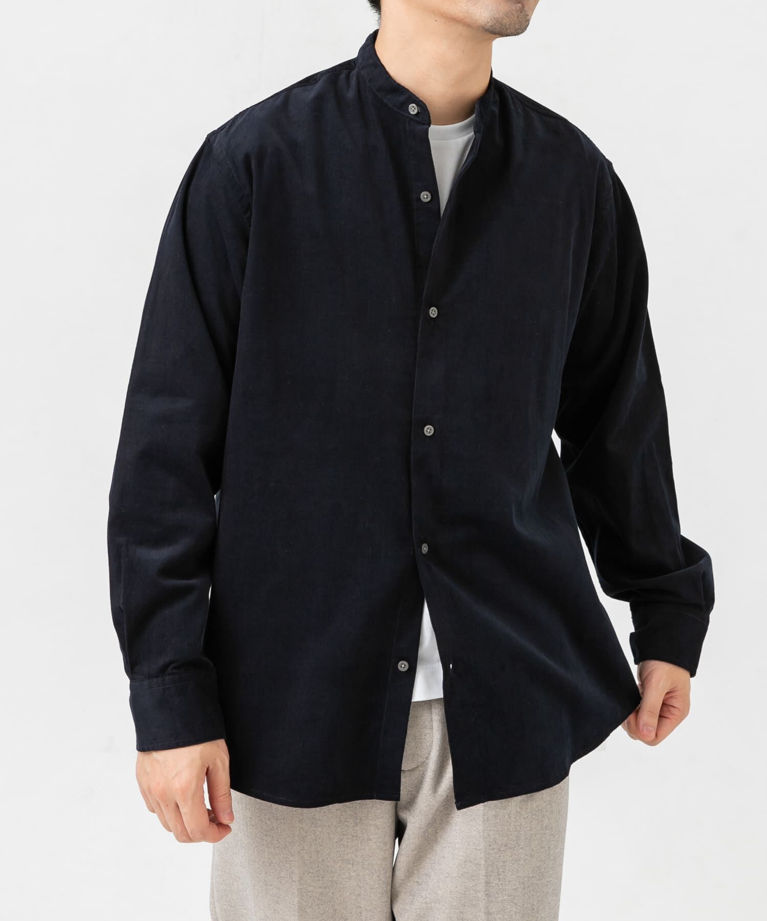 URBAN RESEARCH ROSSO「アーバンリラックスコーデュロイバンドシャツ」|シャツ・ブラウス|