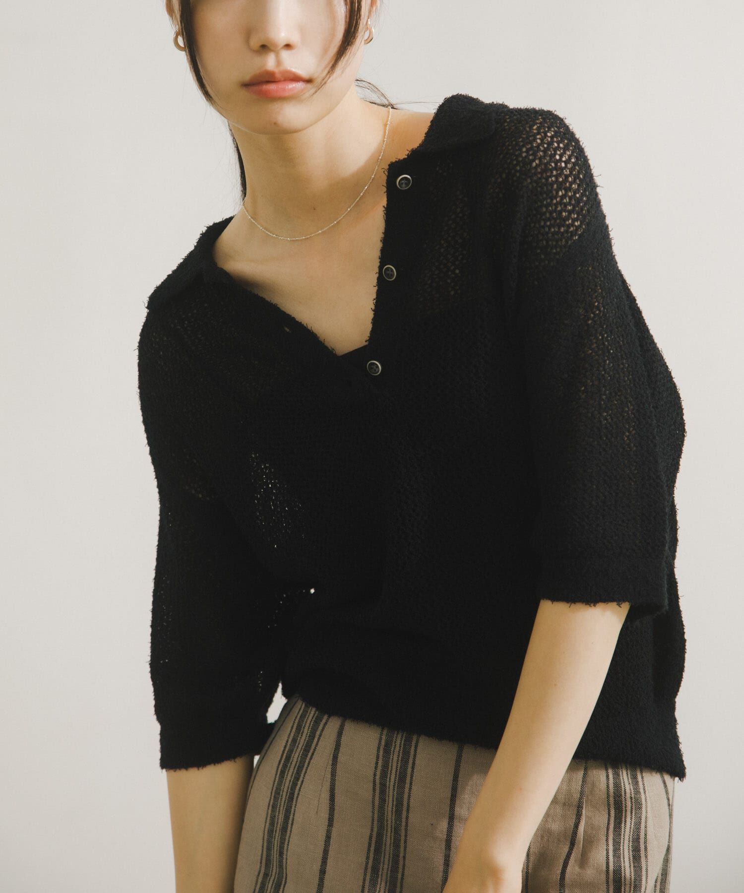 URBAN RESEARCH DOORS「Acetate Mix Collared Knit」|ニット・セーター|