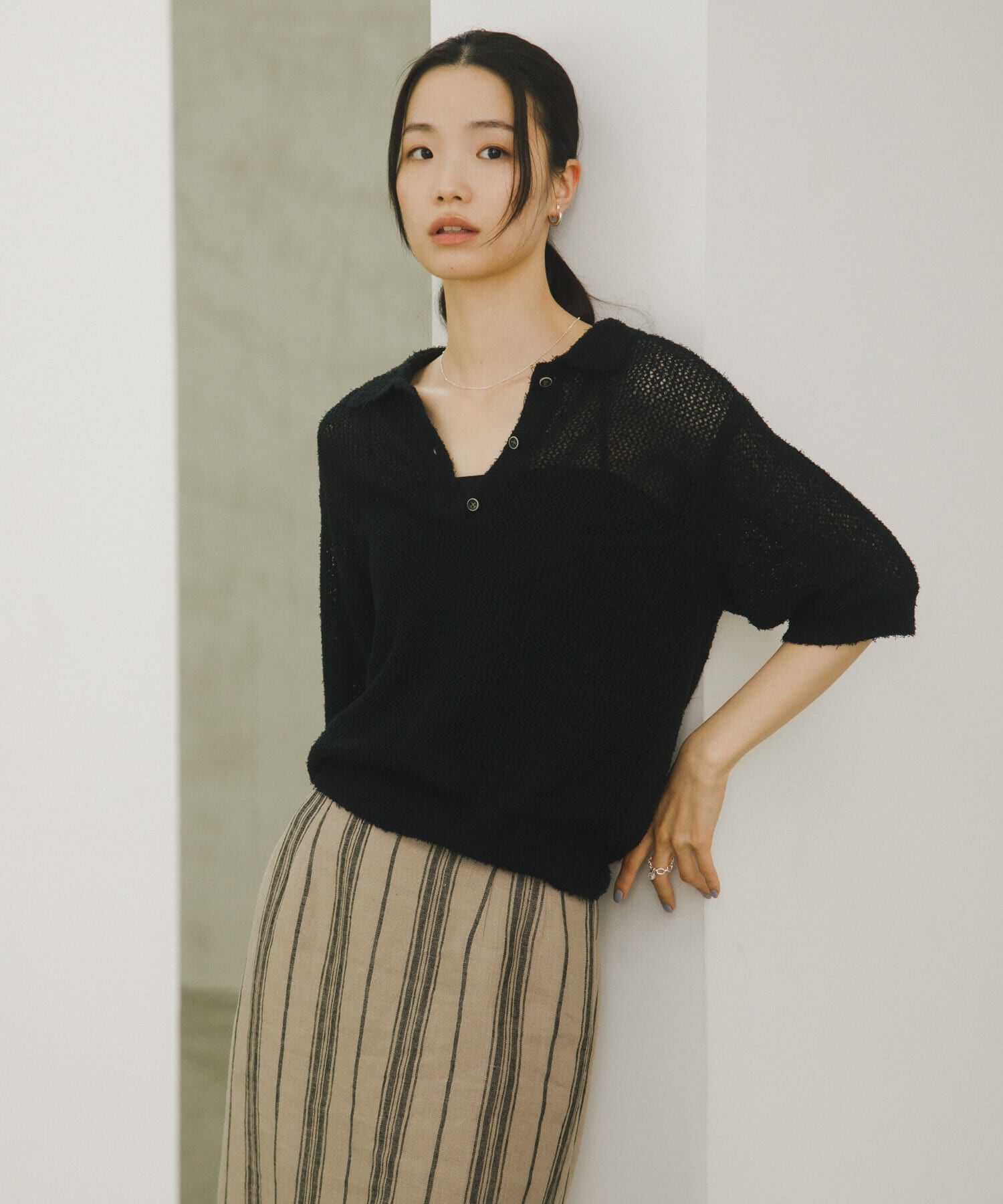 URBAN RESEARCH DOORS「Acetate Mix Collared Knit」|ニット・セーター|