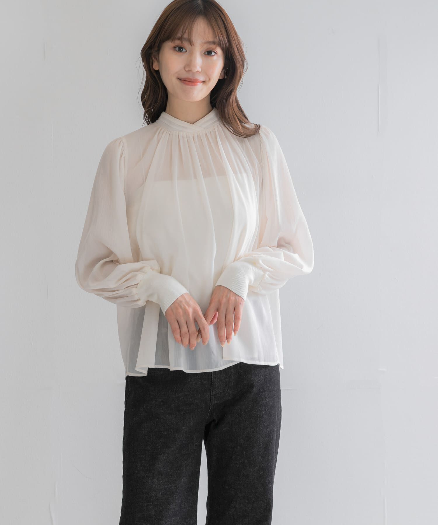 URBAN RESEARCH ROSSO「ハイネックボリュームスリーブブラウス」|シャツ・ブラウス|