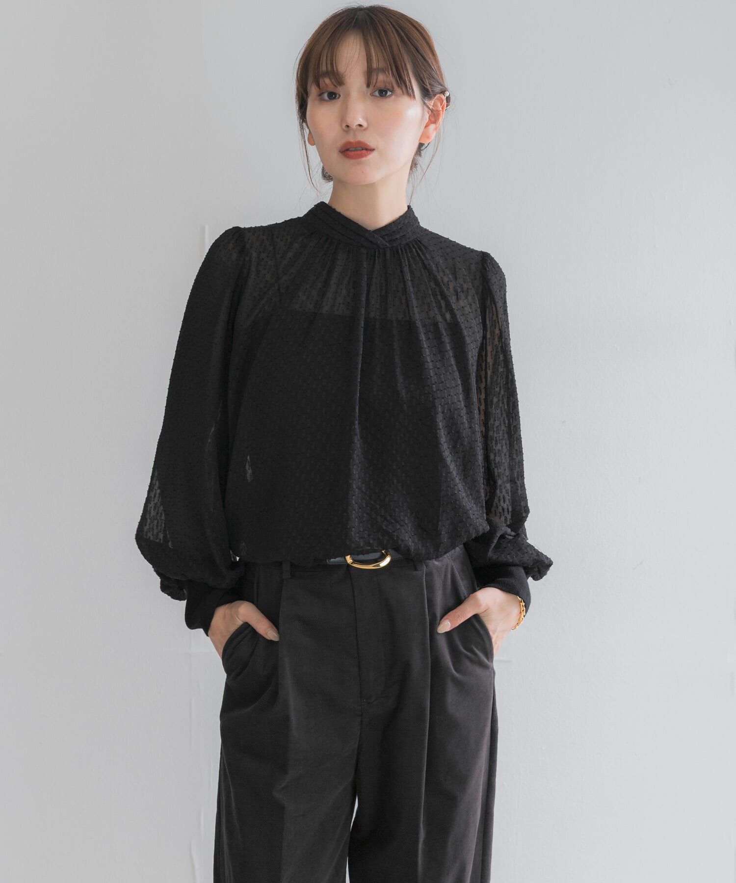 URBAN RESEARCH ROSSO「ハイネックボリュームスリーブブラウス」|シャツ・ブラウス|