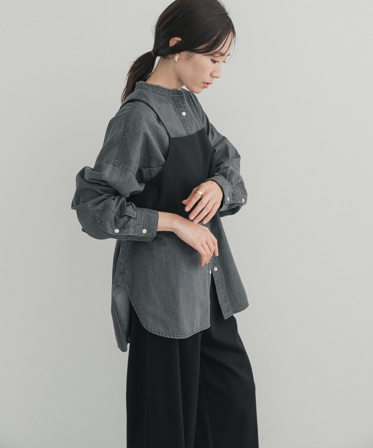 URBAN RESEARCH DOORS「デニムバンドカラーシャツ」|シャツ・ブラウス|