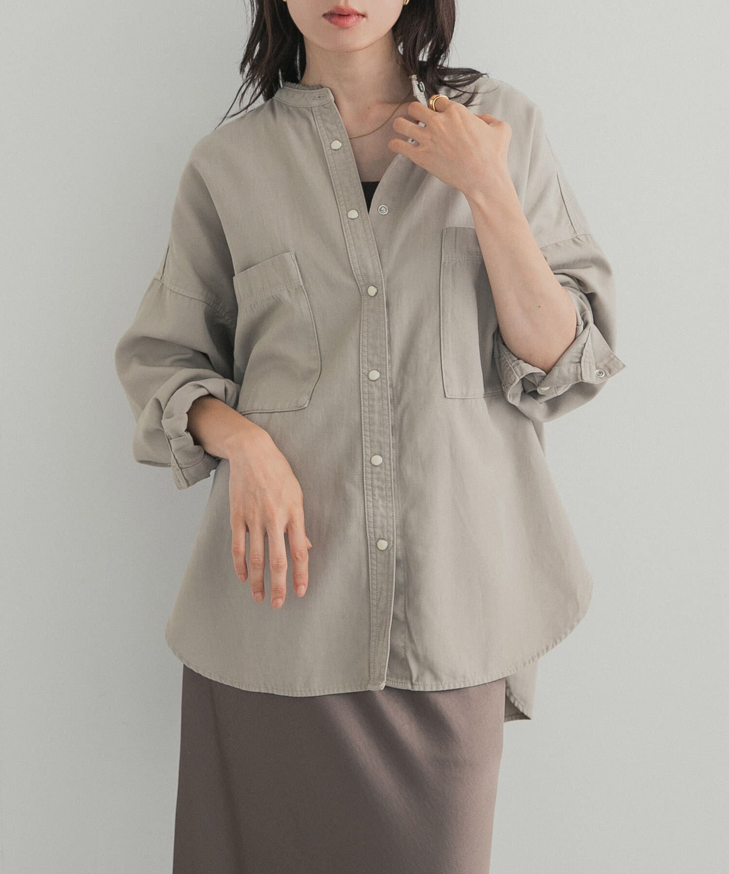 URBAN RESEARCH DOORS「デニムバンドカラーシャツ」|シャツ・ブラウス|