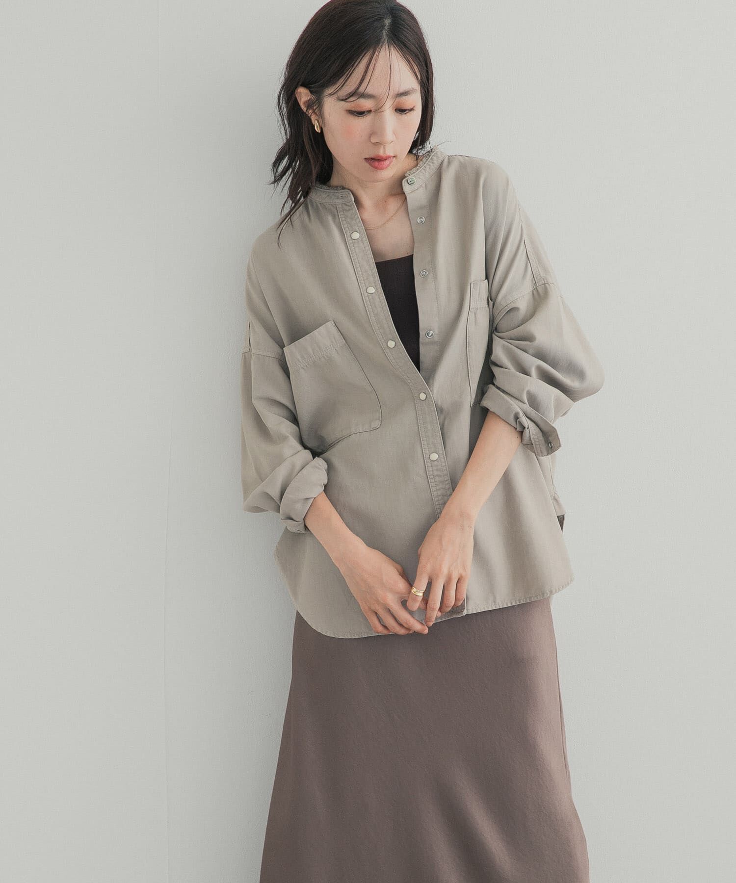 URBAN RESEARCH DOORS「デニムバンドカラーシャツ」|シャツ・ブラウス|