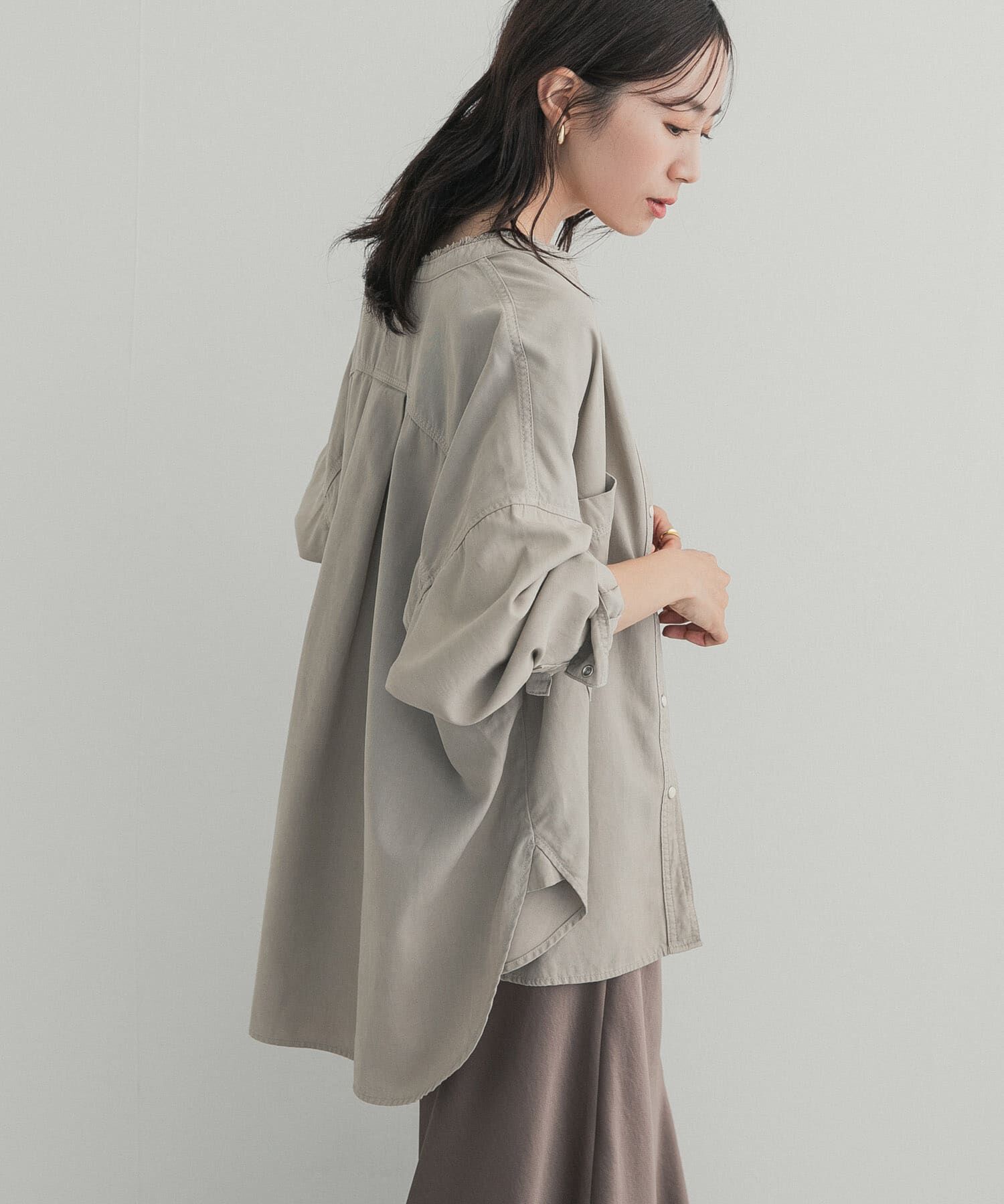 URBAN RESEARCH DOORS「デニムバンドカラーシャツ」|シャツ・ブラウス|