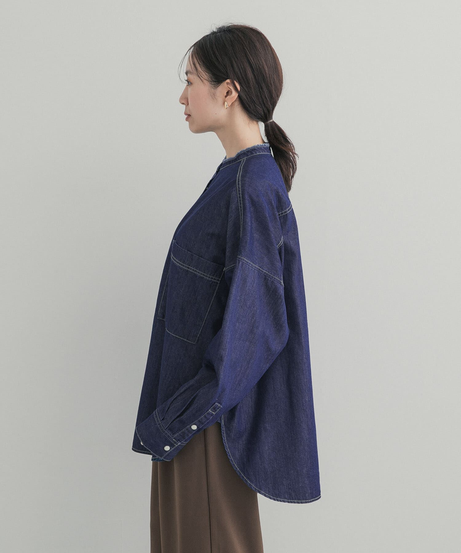 URBAN RESEARCH DOORS「デニムバンドカラーシャツ」|シャツ・ブラウス|