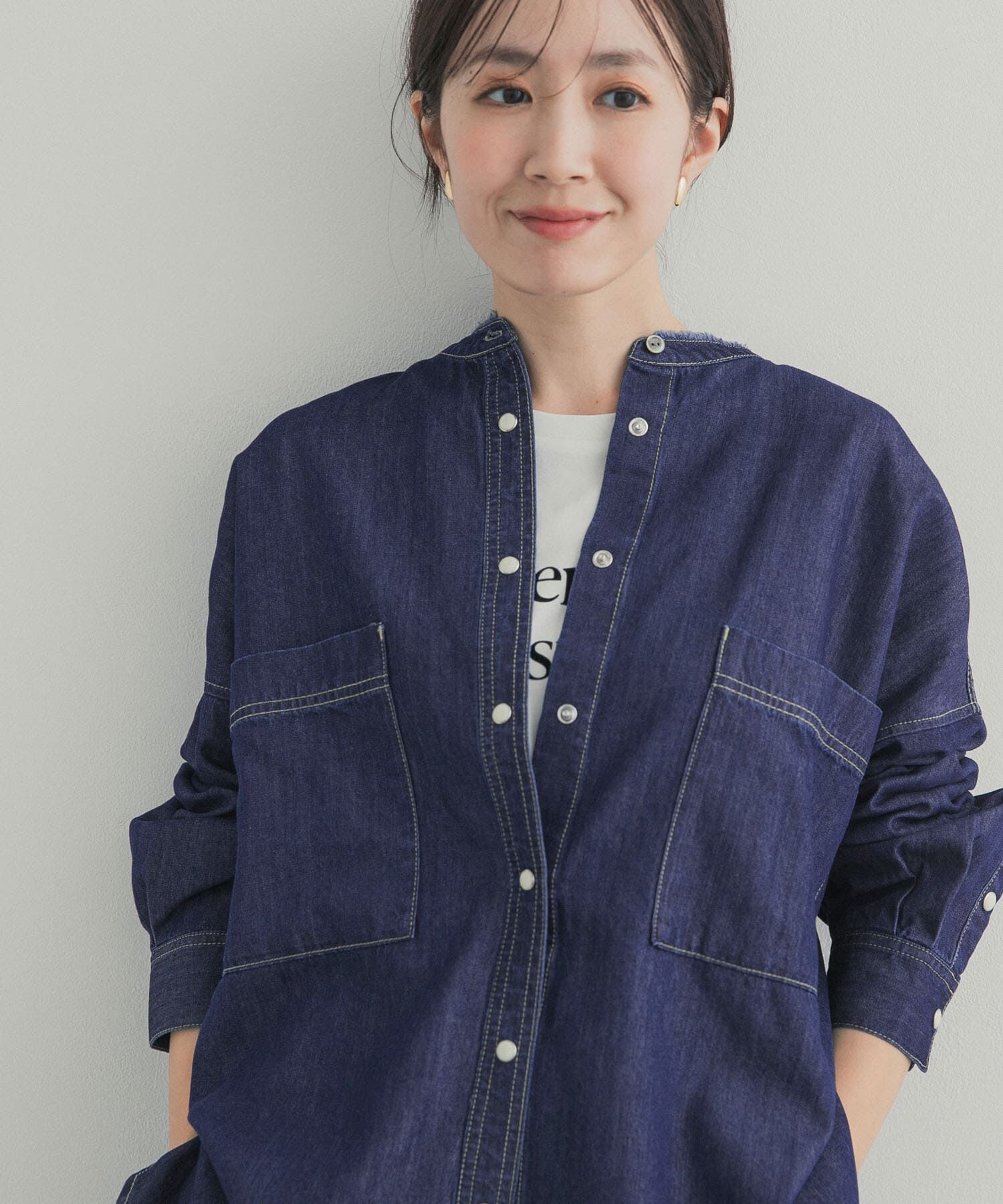 URBAN RESEARCH DOORS「デニムバンドカラーシャツ」|シャツ・ブラウス|
