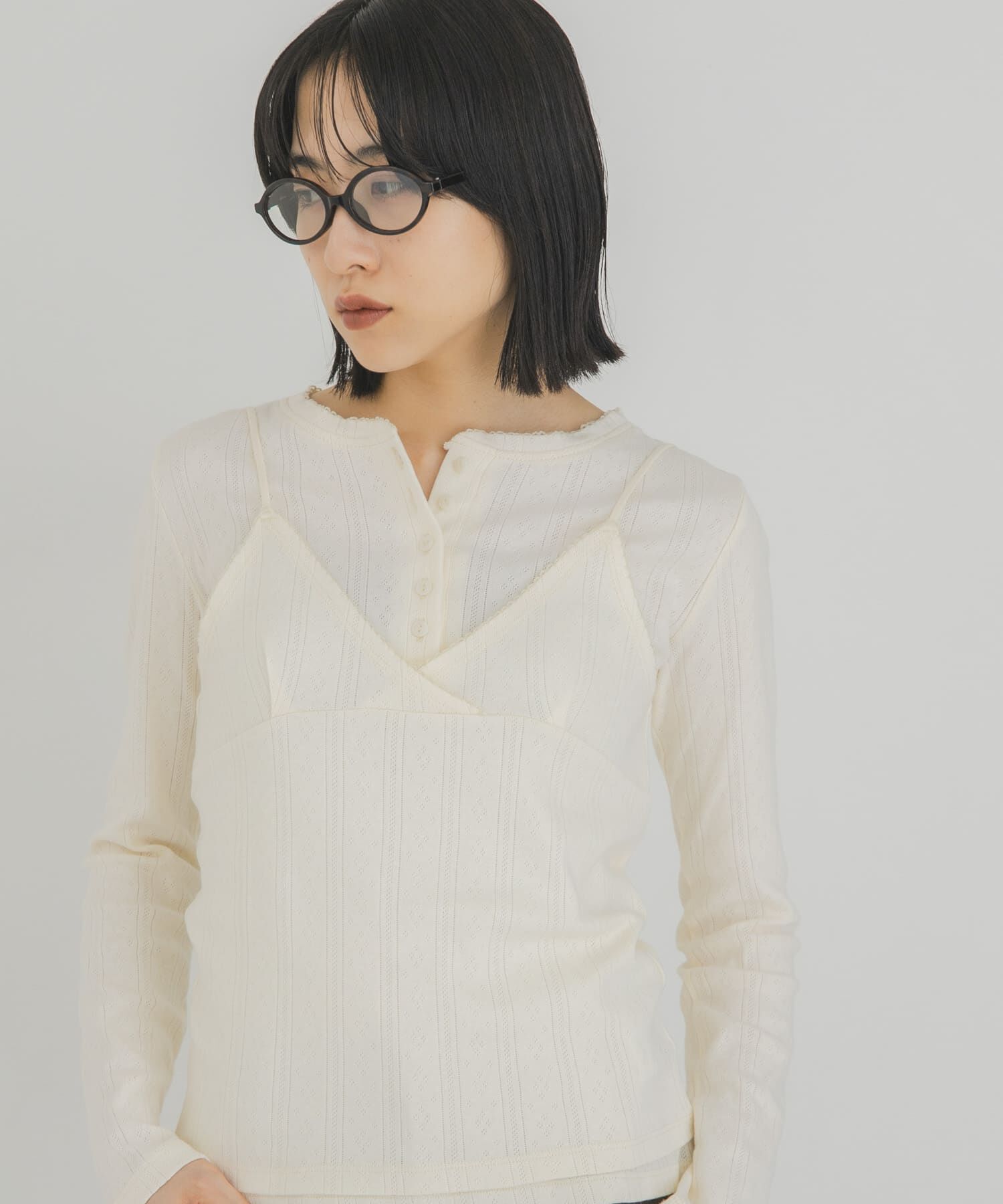  「アイレットキャミレイヤードトップス」|Tシャツ・カットソー|