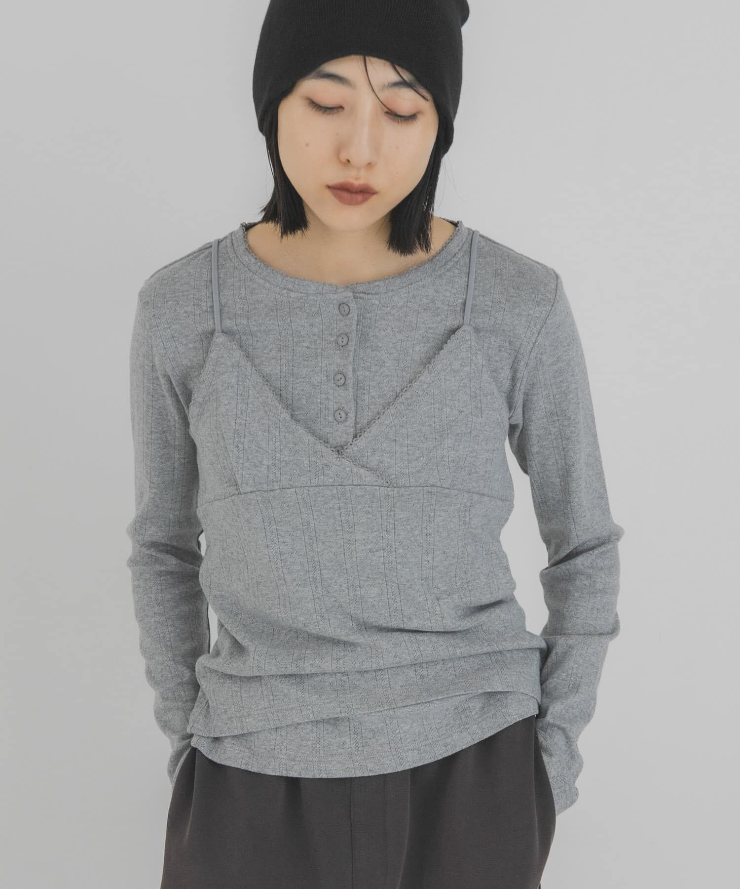  「アイレットキャミレイヤードトップス」|Tシャツ・カットソー|
