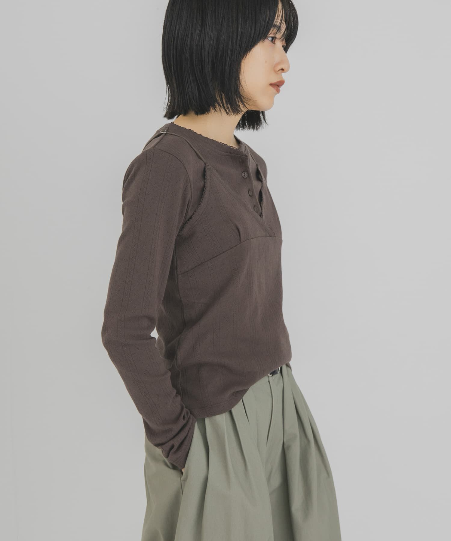  「アイレットキャミレイヤードトップス」|Tシャツ・カットソー|