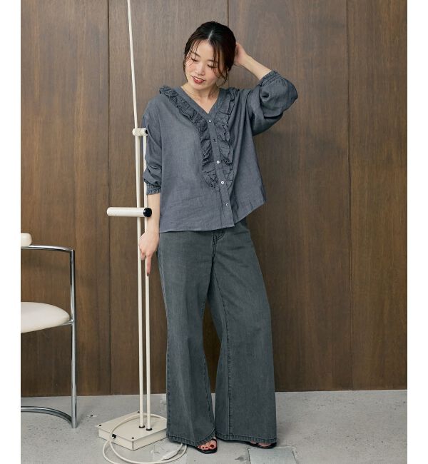  「レースドッキングデニムパンツ」|デニム|