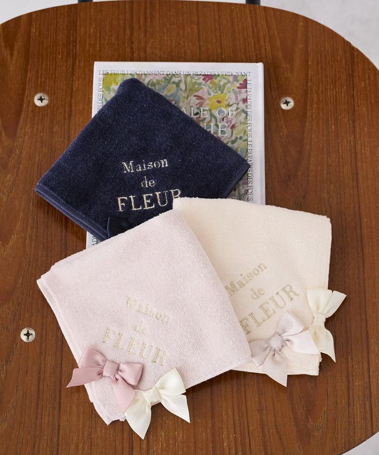 Maison de FLEUR「バイカラーリボンタオルハンカチ」|ハンカチ|