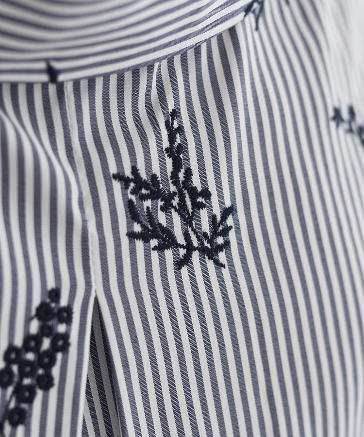 YECCA VECCA「ストライプ柄フラワー刺繍シャツ」|シャツ・ブラウス|