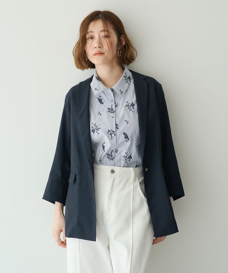 YECCA VECCA「ストライプ柄フラワー刺繍シャツ」|シャツ・ブラウス|