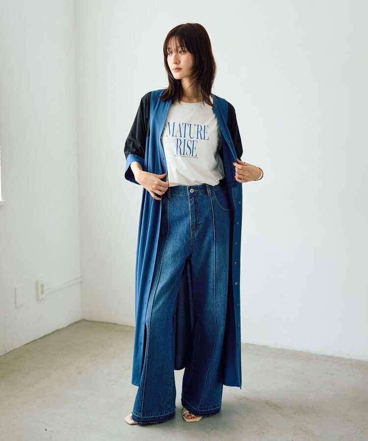 Editt by YECCA VECCA「配色デザインシャツワンピース」|ワンピース|