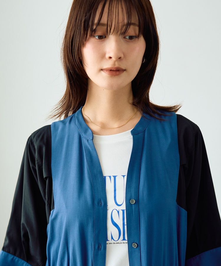 Editt by YECCA VECCA「配色デザインシャツワンピース」|ワンピース|