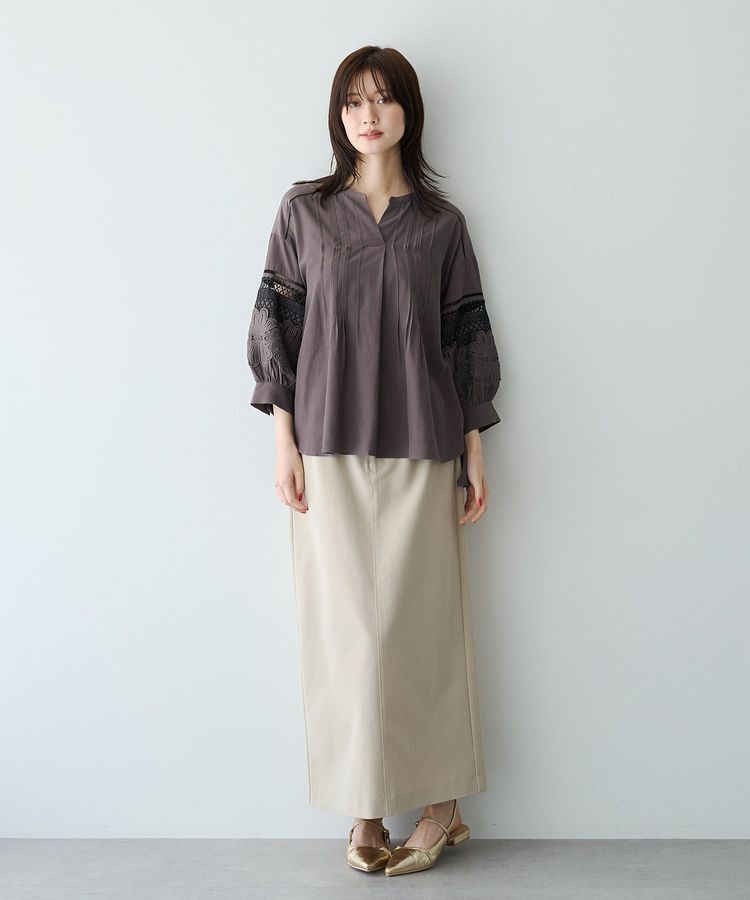 YECCA VECCA「レース切替スキッパーブラウス」|シャツ・ブラウス|