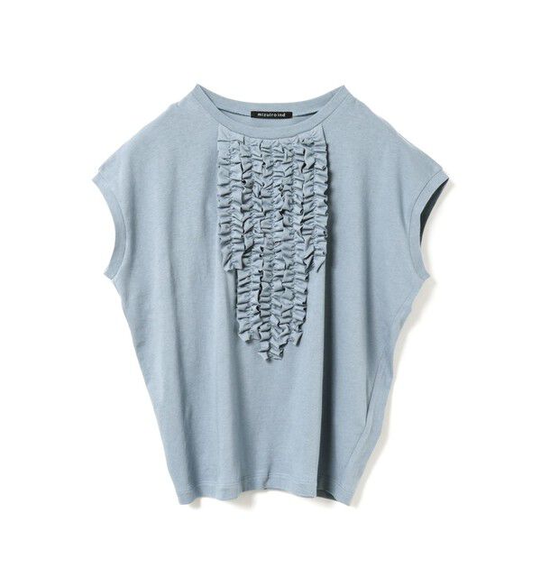 mizuiro ind「mizuiro ind フレンチスリーブフリルプルオーバー」|Tシャツ・カットソー|スモークブルー