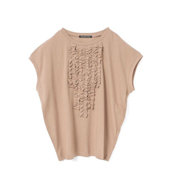 mizuiro ind「mizuiro ind フレンチスリーブフリルプルオーバー」|Tシャツ・カットソー|ダークオレンジ