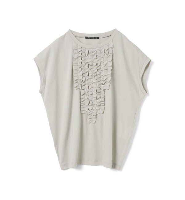 mizuiro ind「mizuiro ind フレンチスリーブフリルプルオーバー」|Tシャツ・カットソー|ライトグレー