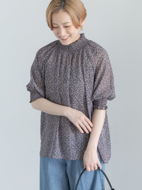 Te chichi「パターンアソートシャーリングブラウス《追加生産》」|シャツ・ブラウス|ブルー