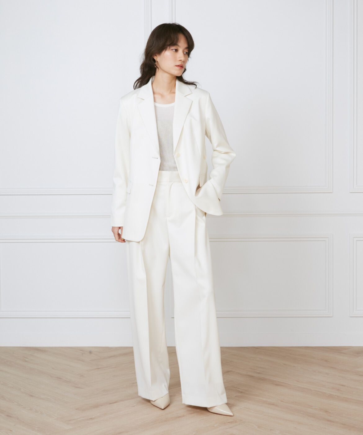 INED「《大きいサイズ》タックワイドパンツ《la veille by SUPERIOR CLOSET》」|その他|